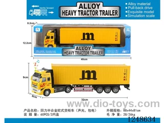 pull back half alloy Euro container truck W L/M included battery