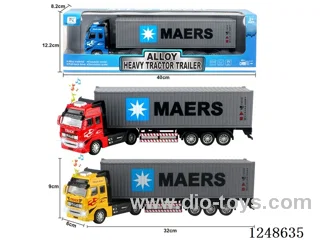 pull back half alloy Euro container truck W L/M included battery