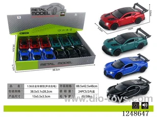 1:36 Alloy Car Model Set 12PCS W L/M included battery