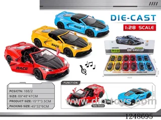 1:28 pull back alloy car W L/M included battery 12PCS