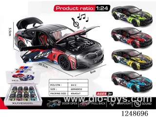 1:24 pull back alloy car W L/M included battery 8PCS