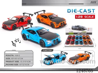 1:28 pull back alloy car W L/M included battery 12PCS