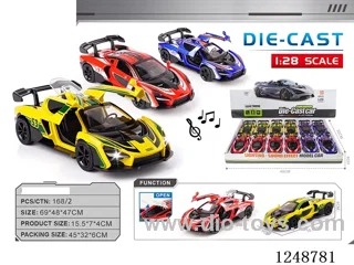 1:28 pull back alloy car W L/M included battery 12PCS