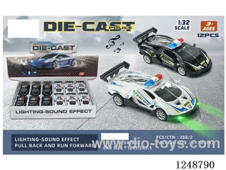1:32 pull back alloy car W L/M included battery 12PCS