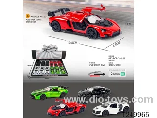 1:42 pull back alloy car 12PCS 4 mixed