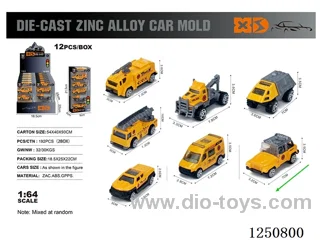 1:64 free wheel alloy engineering vehicles 6PCS*12boxes