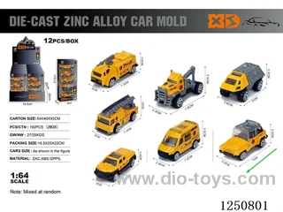1:64 free wheel alloy engineering vehicles 5PCS*12boxes
