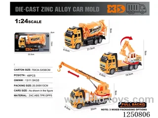 1:24 pull back alloy engineering vehicles 3 mixed
