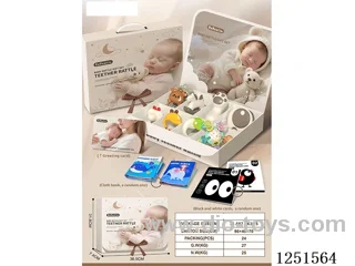 Baby Soothing Rattle Toys Gift Set + Manhattan Balls + Boilable Rattles + Cloth Books + Baby Chase Card (10PCS) + Greeting Card