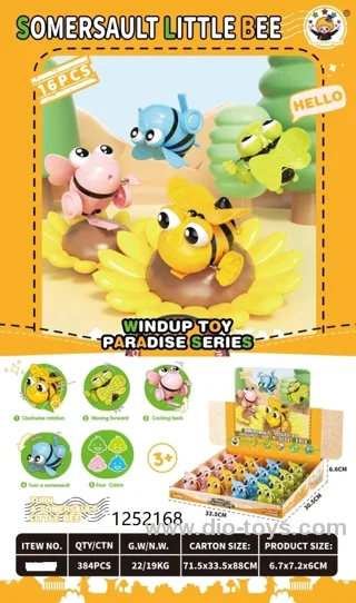 Plastic wind up flip bee toy(16pcs)  in display box