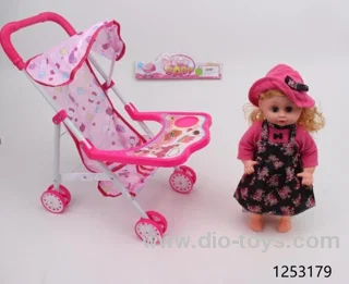 16 inch iron baby stroller with doll