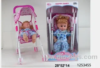 16 inch iron baby stroller with doll