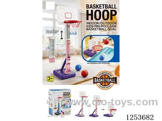 Pool side basketball board (pink) with 4 balls