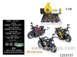 1:14 alloy pull back Ducati motorbike included battery
