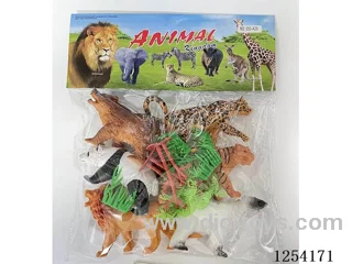 Wild Animal Set (6pcs 4 inch + 2 Trees + 2 Grasses)