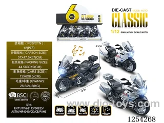 1:12 pull back alloy motorcycle W L/M included battery