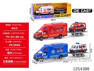 1:48 pull back alloy car set 3 mixed