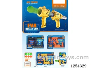 Spring-loaded double-handed air gun with 30 pellets, 2 pieces, assorted colours