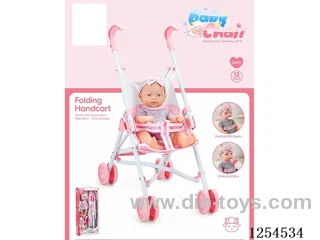 12 inch doll + stroller ( vinyl head hands and feet / body blowing)