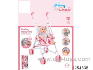 12 inch drinking and peeing doll + stroller ( vinyl head hands and feet / body blowing / with IC,24 sound ) included battery