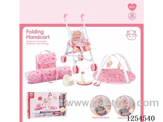 12 inch doll + stroller + carpet + bag ( vinyl head hands and feet / body blowing)