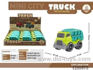 Mini straw cartoon sanitation car 12PCS