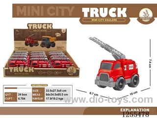 Mini straw cartoon fire truck 12PCS