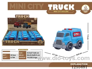 Mini straw cartoon police car 12PCS