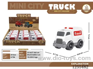 Mini straw cartoon ambulance 12PCS