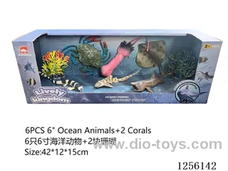 6PCS 6-inch Marine Animals + 2 Coral