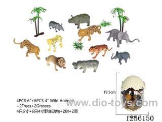 4PCS 6-inch + 6PCS 4-inch Wildlife + 2 Trees + 2 Grass