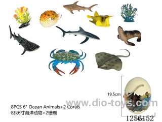 8PCS 6-inch marine animals + 2 corals