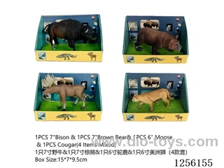 1PCS 7-inch bison + 1PCS 7-inch brown bear + 1PCS 6-inch moose + 1PCS 6-inch puma (4 styles mixed)