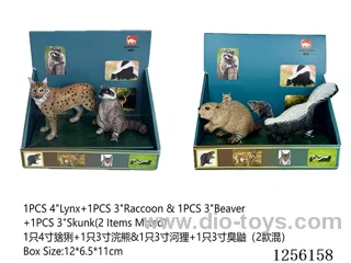 1PCS 4-inch Lynx + 1PCS 3-inch Raccoon 1PCS 3-inch Beaver + 1PCS 3-inch Skunk (2 styles mixed)