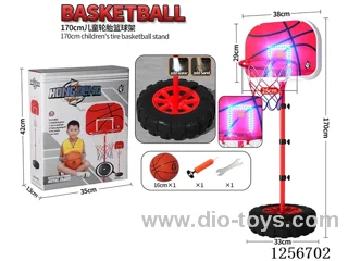 1.7M Flash-Score Height-Adjustable Large-Wheel Iron Hoop and Pole (Diameter: 19MM) Basketball Hoop (Backboard Size: 38*29CM)