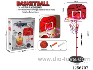 1.7m Adjustable Height Iron Pole Basketball Hoop with Flashing Light Plastic Basket (Diameter: 19mm) (Backboard Size: 38x29cm)