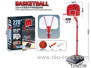 2.2m Height-Adjustable Reinforced Version (with Reinforced Supports Behind Backboard) Iron Ring Iron Pole Reinforced Basketball Hoop (30cm Diameter Rim)