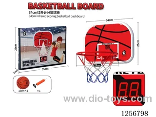 Hanging Basketball Backboard with Scoreboard: 34x25cm, Hoop Diameter: 23cm