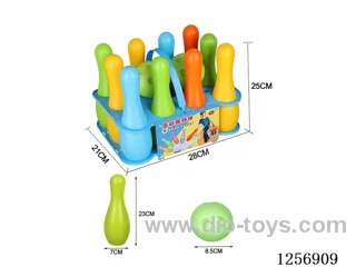 Large 10-pin set + 2 balls with net rack and blow-molded bowling pins