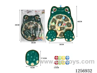 Animal Frog Double-Sided Fabric Dart Board with Stand (Includes 6 Sticky Balls + 4 Darts)