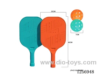 Pickleball racket with 2 balls