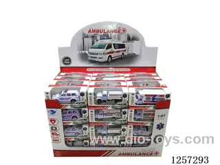 1:64 Alloy Free-Wheel Medical Vehicles 8 mixed (48PCS)