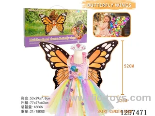 Orange Fabric Handmade Butterfly Wings + Dress + Crown