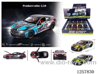 1:24 pull back alloy car 8PCS W L/M included battery