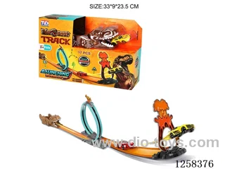 Ejection dinosaur rail car (with 1 free wheel car)