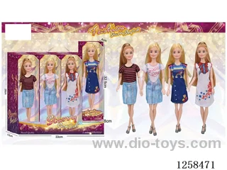 11.5 inch Jointed Barbie 12PCS (4 outfits)