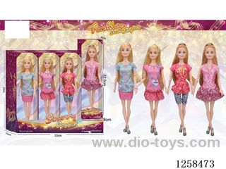 11.5 inch Jointed Barbie 12PCS (4 outfits)