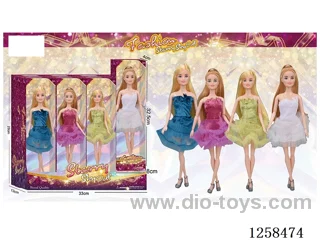 11.5 inch Jointed Barbie 12PCS (4 outfits)