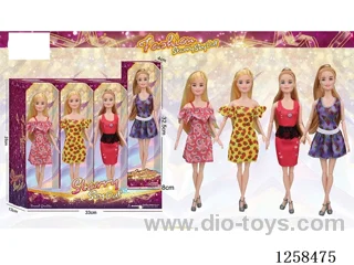 11.5 inch Jointed Barbie 12PCS (4 outfits)