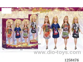 11.5 inch Jointed Barbie 12PCS (4 outfits)